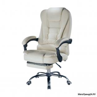 Кресло руководителя с массажом и с подставкой для ног 606F MegaTrend белое